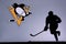 NHL Hockey Concept photo. silhouette of profesiional NHL hockey player