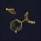 Niacin nicotinic acid molecule, vitamin B3 Structural chemical formula