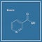 Niacin nicotinic acid molecule, vitamin B3 Structural chemical formula