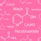 Niacinamide and niacin seamless pattern. molecular formula vector illustration. Nicotinamide and nicotinic acid