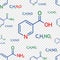 Niacinamide and niacin vector illustration. molecular formula repeated backdrop. Nicotinamide and nicotinic acid