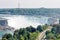 niagara falls aerial view at waterfalls on the western bank of the river in the golden horseshoe region of southern