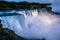 Niagara Falls at dusk during light show - US Side