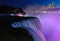 Niagara Falls nighttime profile view