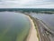 Niantic Beach aerial view, East Lyme, CT, USA