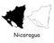 Nicaragua Country Map. Black silhouette and outline isolated on white background. EPS Vector