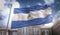 Nicaragua Flag 3D Rendering on Blue Sky Building Background