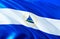 Nicaragua flag. 3D Waving flag design. The national symbol of Nicaragua, 3D rendering. National colors and National South America