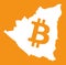 Nicaragua map with bitcoin crypto currency symbol illustration