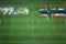 Nicaragua vs Norway Soccer Match, national colors, national flags, soccer field, football game, Copy space