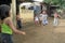 Nicaraguan children while jumping rope on street