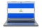 Nicaraguan flag on laptop screen. 3D illustration