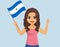 Nicaraguan Woman Holding Nicaragua Flag