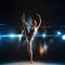 Nice adult ballerina posing on stage of theater