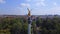 Nice aerial top view flight drone Gold Angel of Peace column City town Munich