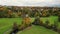 Nice aerial top view flight drone. Weimar garden house goethe park german fall