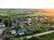 Nice aerial view of Russia village at sunset. Move To The Countryside concept