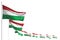 Nice any holiday flag 3d illustration - Hungary isolated flags placed diagonal, photo with bokeh and place for content