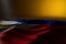 Nice any occasion flag 3d illustration - dark photo of Philippines flag lie on yellow background with selective focus and empty
