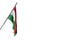 Nice any occasion flag 3d illustration - Hungary flag hangs on a diagonal pole isolated on white