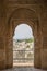 Nice arch door in ancient Arabian palace Alhambra. Granada, Spain