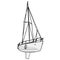 Nice black and white wire boat on white, nice illustration of yacht ship.