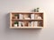 nice bookshelf on wall with books with white background