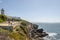 Nice brownstone cliffs on the Portuguese Atlantic coast on a warm summer