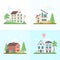 Nice buildings - set of modern flat design style vector illustrations