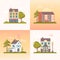 Nice buildings - set of modern flat design style vector illustrations