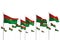 Nice Burkina Faso isolated flags placed in row with bokeh and space for your content - any holiday flag 3d illustration