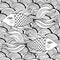 Nice cartoon monochrome fishes set. Vector image.