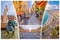 Nice. City of Nice tourist postcard of famous landmarks with label, French riviera or Cote d Azur