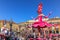 Nice, Cote dâ€™Azur, France - February 24 2019: Carnaval de Nice, This years theme King of Cinema ROI du CinÃ©ma  - Bright pink