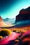 A nice  desert landscape illustration mysterious pink road