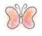 Nice digital illustration of the magical orange and pink butterfly isolated on the white background. Digital design