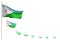 Nice Djibouti isolated flags placed diagonal, illustration with selective focus and space for text - any celebration flag 3d