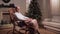 Nice elderly man sitting in the rocking tree