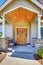 Nice entrance porch of a luxury beige house.