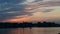 Nice evening Kiev city view from left coast of Dnipro river at summer sunset time