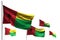 Nice five flags of Guinea-Bissau are wave isolated on white - picture with bokeh - any occasion flag 3d illustration