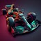 Nice Formula1 Racing Car in exciting motion with bright colors - Generated Artificial Intelligence - AI