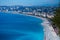 Nice, France, 25th of February 2020: Nice French Riviera view from the top, aerial drone view