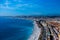 Nice, France, 25th of February 2020: Nice French Riviera view from the top, aerial drone view