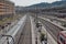 Nice, France - Apr 19, 2019: Electrified railway tracks at a large station