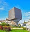 NICE, FRANCE - SEPTEMBER 2017: Public library building in Nice, France. The building is in the shape of a human head with the squ