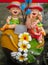 Nice funny colorful figures in asian garden