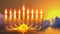 nice gold hanukkah menora light . design object 3D illustration