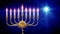 nice gold hanukkah menora light . object 3D rendering