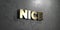 Nice - Gold sign mounted on glossy marble wall - 3D rendered royalty free stock illustration